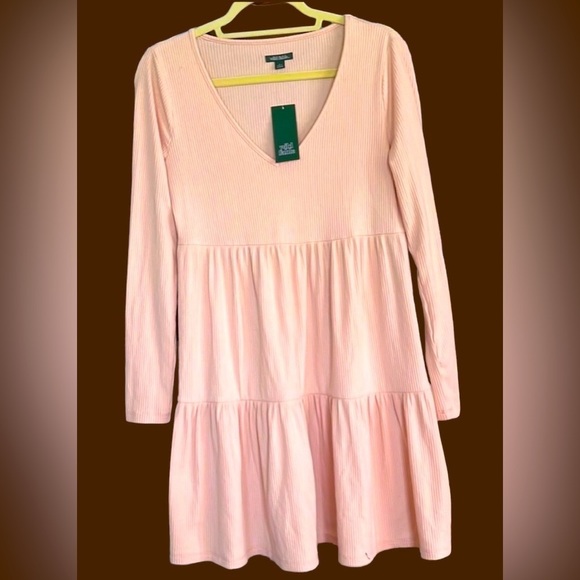 wild fable Dresses & Skirts - WILD FABLE Peach Eggshell Ribbed Knit Tiered Dress, Size Medium, NWT.